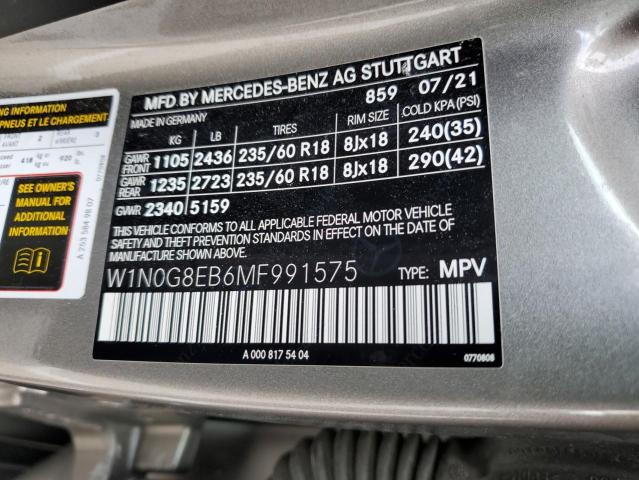 2021 Mercedes-benz Glc 300 4matic მანქანა იყიდება აუქციონზე, vin: W1N0G8EB6MF991575, აუქციონის ნომერი: 43820373