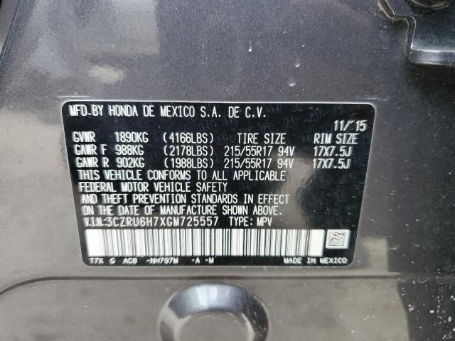 Aukcja sprzedaży 2016 Honda Hr-v Exl, vin: 3CZRU6H7XGM725557, numer aukcji: 43572043