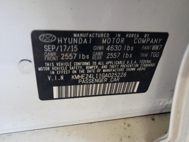 43566163 :رقم المزاد ، KMHE24L11GA025226 vin ، 2016 Hyundai Sonata Hybrid مزاد بيع