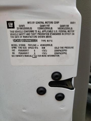 2002 Gmc Envoy მანქანა იყიდება აუქციონზე, vin: 1GKDS13S522236864, აუქციონის ნომერი: 43711993