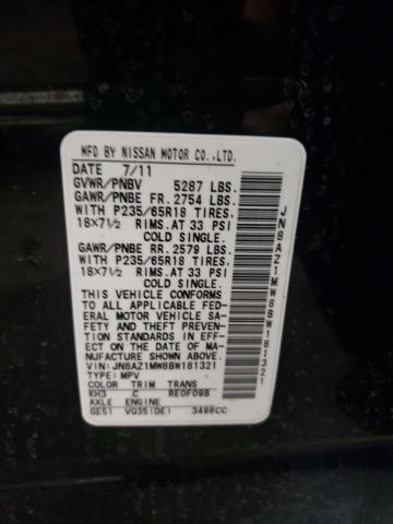 Продажа на аукционе авто 2011 Nissan Murano S, vin: JN8AZ1MW8BW181321, номер лота: 43687213