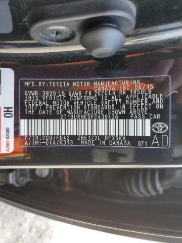 Продаж на аукціоні авто 2015 Toyota Corolla L, vin: 2T1BURHE5FC439436, номер лоту: 43275343