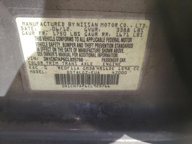 Aukcja sprzedaży 2012 Nissan Versa S, vin: 3N1CN7AP6CL925766, numer aukcji: 43440133