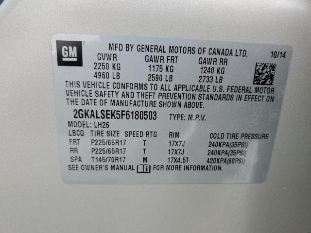 Продаж на аукціоні авто 2015 Gmc Terrain Slt, vin: 2GKALSEK5F6180503, номер лоту: 43961953