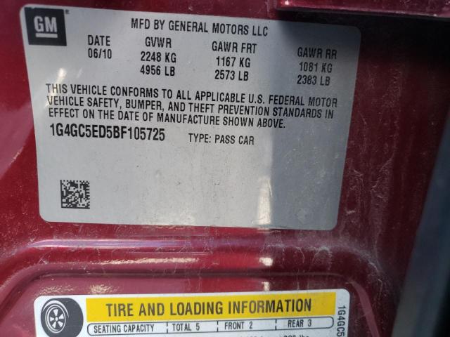 2011 Buick Lacrosse Cxl მანქანა იყიდება აუქციონზე, vin: 1G4GC5ED5BF105725, აუქციონის ნომერი: 41935433