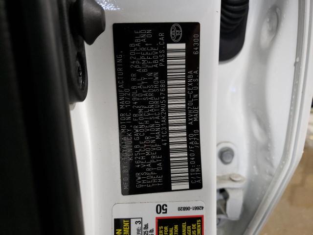 Aukcja sprzedaży 2021 Toyota Camry Le, vin: 4T1C31AK2MU547680, numer aukcji: 43751283