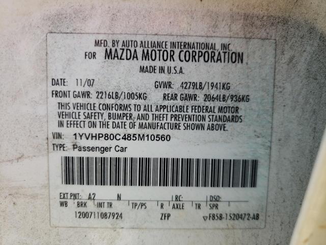Aukcja sprzedaży 2008 Mazda 6 I, vin: 1YVHP80C485M10560, numer aukcji: 43779613