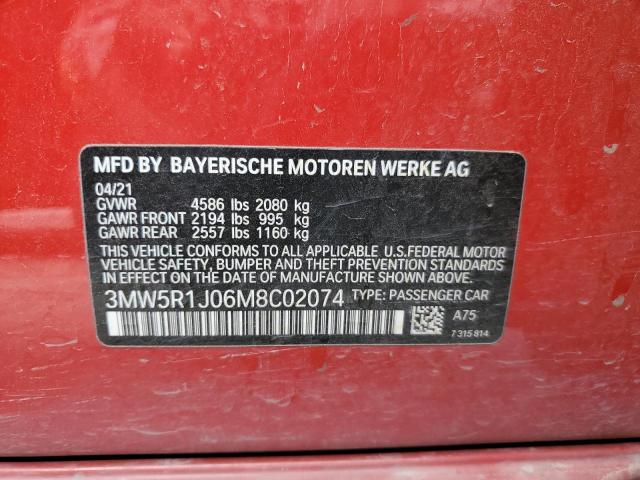 Aukcja sprzedaży 2021 Bmw 330i, vin: 3MW5R1J06M8C02074, numer aukcji: 43714903