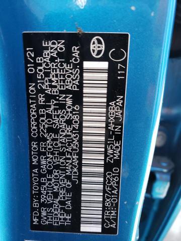 43765173 :رقم المزاد ، JTDKAMFU5M3140816 vin ، 2021 Toyota Prius Special Edition مزاد بيع