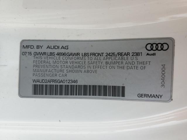 2016 Audi A5 Premium Plus S-line მანქანა იყიდება აუქციონზე, vin: WAUD2AFR5GA012346, აუქციონის ნომერი: 43964163