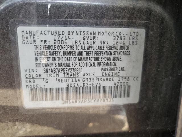 Aukcja sprzedaży 2014 Nissan Sentra S, vin: 3N1AB7AP5EY278931, numer aukcji: 43931353