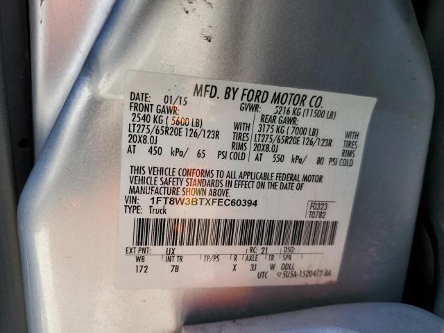 43661173 :رقم المزاد ، 1FT8W3BTXFEC60394 vin ، 2015 Ford F350 Super Duty مزاد بيع