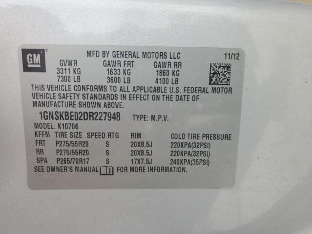 Продаж на аукціоні авто 2013 Chevrolet Tahoe K1500 Lt, vin: 1GNSKBE02DR227948, номер лоту: 43736943
