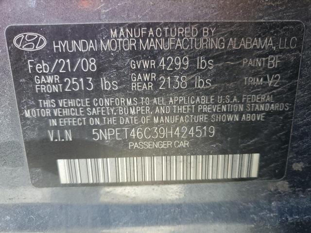 Aukcja sprzedaży 2009 Hyundai Sonata Gls, vin: 5NPET46C39H424519, numer aukcji: 43980793
