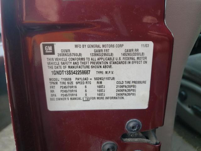 Продаж на аукціоні авто 2004 Chevrolet Trailblazer Ls, vin: 1GNDT13S542258687, номер лоту: 43840543