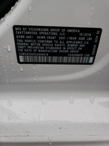 Aukcja sprzedaży 2020 Volkswagen Passat Sel, vin: 1VWCA7A37LC004218, numer aukcji: 43843273