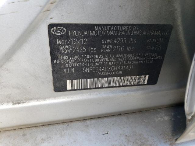 Aukcja sprzedaży 2012 Hyundai Sonata Gls, vin: 5NPEB4ACXCH491491, numer aukcji: 43910183