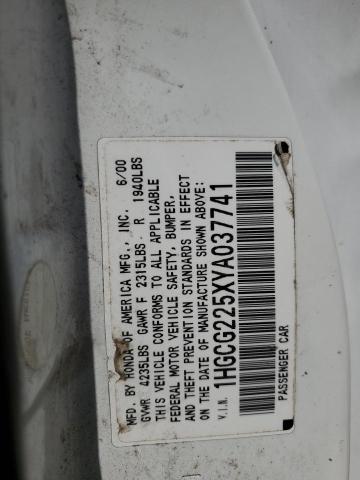 43732863 :رقم المزاد ، 1HGCG225XYA037741 vin ، 2000 Honda Accord Ex مزاد بيع
