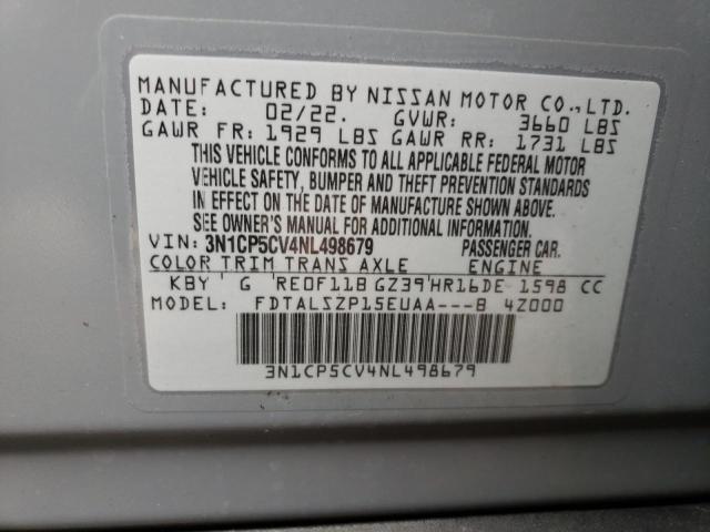 Aukcja sprzedaży 2022 Nissan Kicks Sv, vin: 3N1CP5CV4NL498679, numer aukcji: 43841103