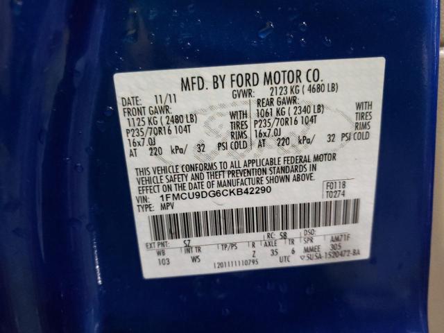 Продаж на аукціоні авто 2012 Ford Escape Xlt, vin: 1FMCU9DG6CKB42290, номер лоту: 43817613