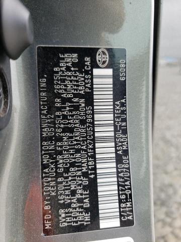 2012 Toyota Camry Base მანქანა იყიდება აუქციონზე, vin: 4T1BF1FK7CU579695, აუქციონის ნომერი: 43396403