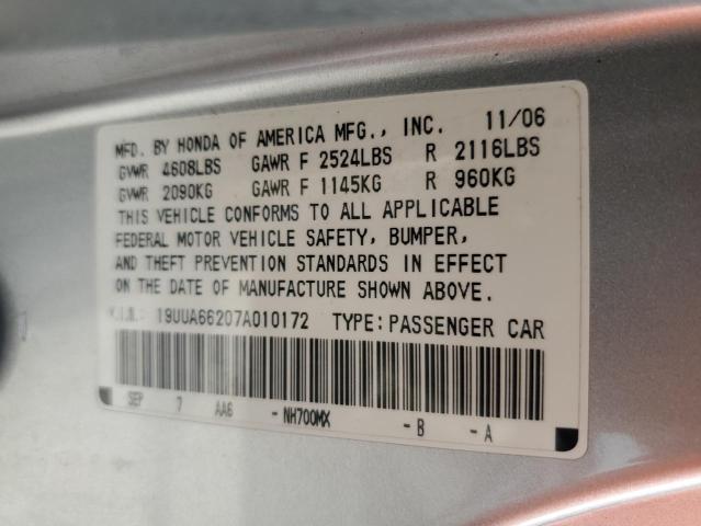 Aukcja sprzedaży 2007 Acura Tl, vin: 19UUA66207A010172, numer aukcji: 43977123