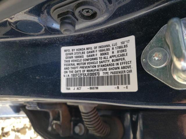 43778303 :رقم المزاد ، 19XFC2F5XJE000970 vin ، 2018 Honda Civic Lx مزاد بيع