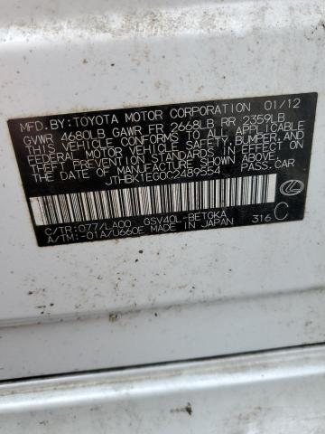 Продаж на аукціоні авто 2012 Lexus Es 350, vin: JTHBK1EG0C2489554, номер лоту: 43993173