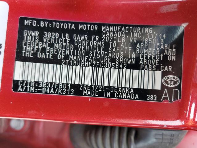 Aukcja sprzedaży 2015 Toyota Corolla L, vin: 2T1BURHE7FC305642, numer aukcji: 43796483