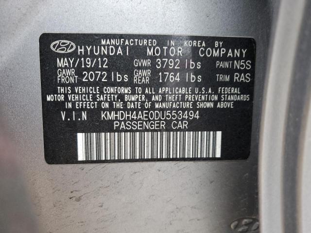 Aukcja sprzedaży 2013 Hyundai Elantra Gls, vin: KMHDH4AE0DU553494, numer aukcji: 43813653
