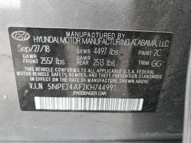 44133573 :رقم المزاد ، 5NPE24AF2KH744991 vin ، 2019 Hyundai Sonata Se مزاد بيع