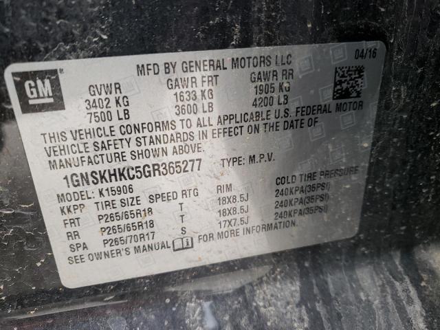 2016 Chevrolet Suburban K1500 Lt მანქანა იყიდება აუქციონზე, vin: 1GNSKHKC5GR365277, აუქციონის ნომერი: 44371113