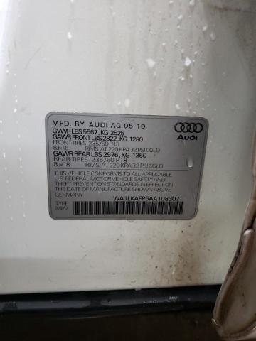 44192573 :رقم المزاد ، WA1LKAFP6AA108307 vin ، 2010 Audi Q5 Premium Plus مزاد بيع