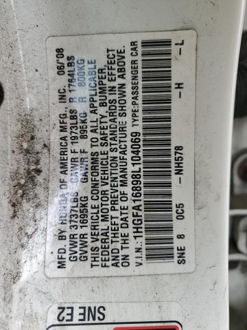 Aukcja sprzedaży 2008 Honda Civic Ex, vin: 1HGFA16898L104069, numer aukcji: 43886453