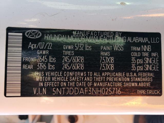 Aukcja sprzedaży 2022 Hyundai Santa Cruz Sel Premium, vin: 5NTJDDAF3NH025716, numer aukcji: 43769813