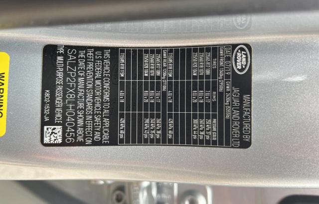 Aukcja sprzedaży 2020 Land Rover Range Rover Evoque Se, vin: SALZP2FX8LH040456, numer aukcji: 44818713