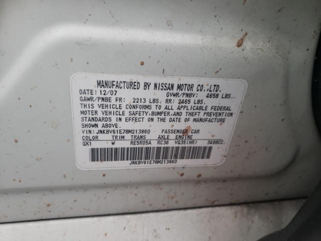 Aukcja sprzedaży 2008 Infiniti G35, vin: JNKBV61E78M213960, numer aukcji: 44484023
