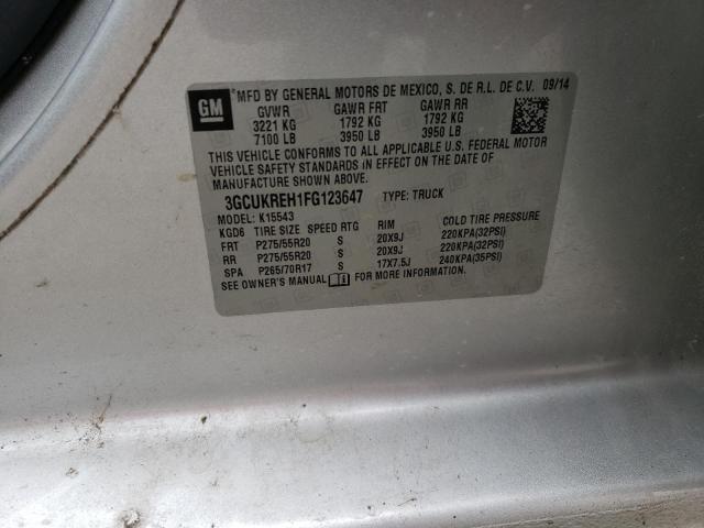 44046533 :رقم المزاد ، 3GCUKREH1FG123647 vin ، 2015 Chevrolet Silverado K1500 Lt مزاد بيع