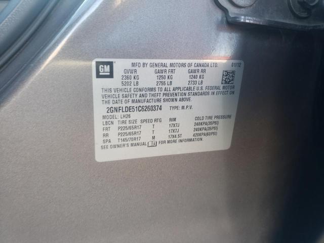 Aukcja sprzedaży 2012 Chevrolet Equinox Lt, vin: 2GNFLDE51C6260374, numer aukcji: 43936833