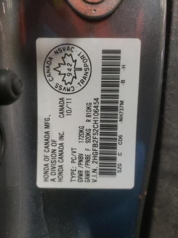 Aukcja sprzedaży 2012 Honda Civic Lx, vin: 2HGFB2F52CH106454, numer aukcji: 44039753