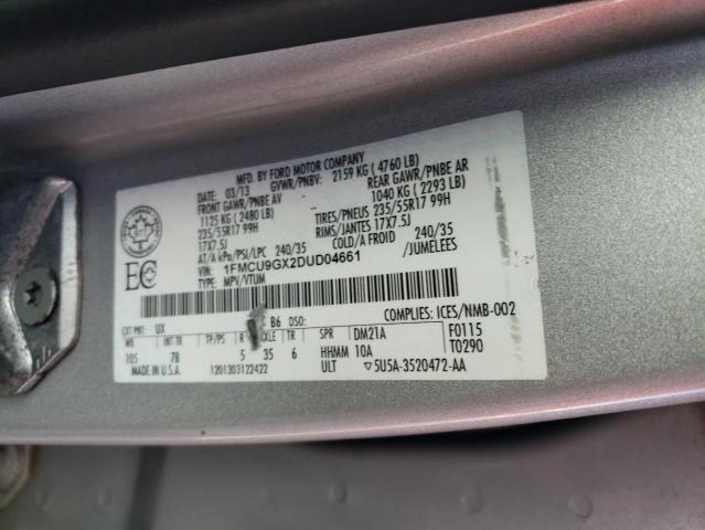2013 Ford Escape Se მანქანა იყიდება აუქციონზე, vin: 1FMCU9GX2DUD04661, აუქციონის ნომერი: 43950583