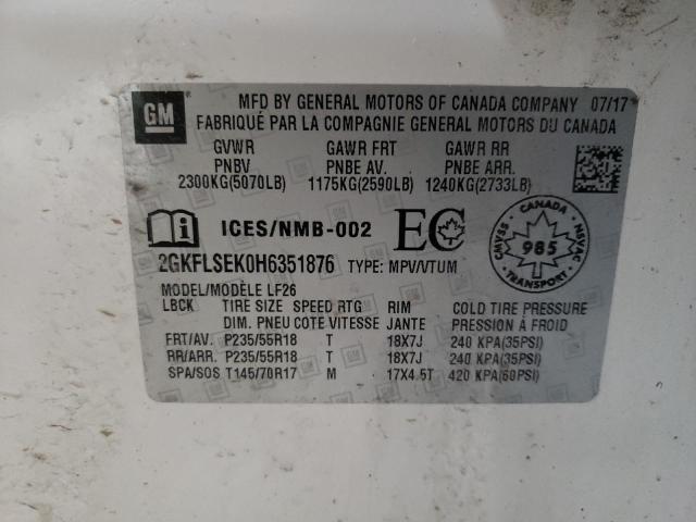 Aukcja sprzedaży 2017 Gmc Terrain Sle, vin: 2GKFLSEK0H6351876, numer aukcji: 44194483