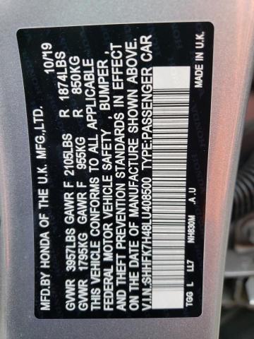 2020 Honda Civic Sport მანქანა იყიდება აუქციონზე, vin: SHHFK7H48LU408500, აუქციონის ნომერი: 43964643