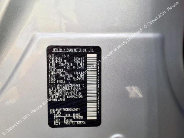 Aukcja sprzedaży 2017 Nissan Armada V8, vin: JNBAY2NC8H9505971, numer aukcji: 44937303