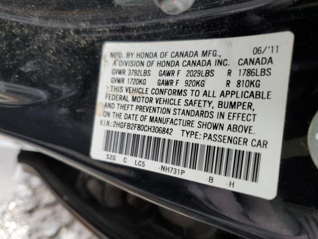 Aukcja sprzedaży 2012 Honda Civic Ex, vin: 2HGFB2F80CH306842, numer aukcji: 43733763