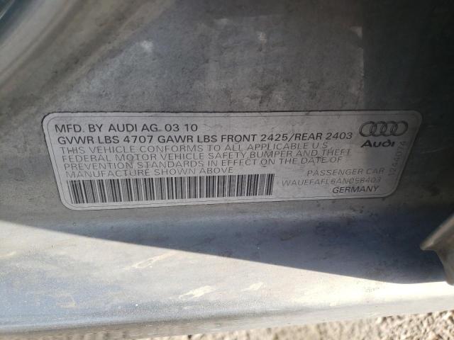 43820313 :رقم المزاد ، WAUEFAFL6AN058403 vin ، 2010 Audi A4 Premium Plus مزاد بيع