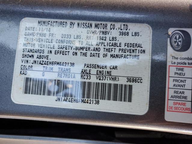 Продажа на аукционе авто 2015 Nissan 370z Base, vin: JN1AZ4EH6FM442138, номер лота: 44428773