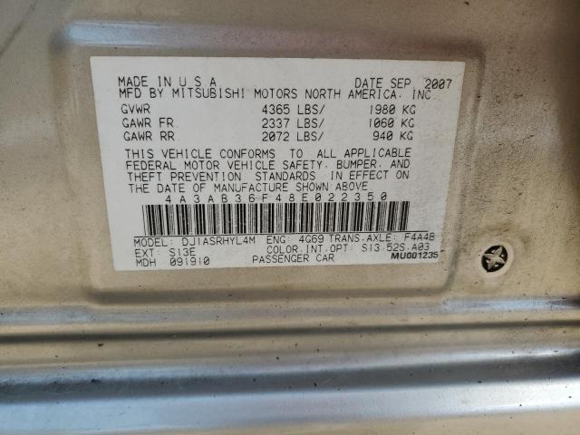 Aukcja sprzedaży 2008 Mitsubishi Galant Es, vin: 4A3AB36F48E022350, numer aukcji: 43783353
