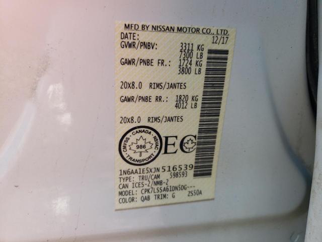 2018 Nissan Titan Sv მანქანა იყიდება აუქციონზე, vin: 1N6AA1E5XJN516539, აუქციონის ნომერი: 44776293