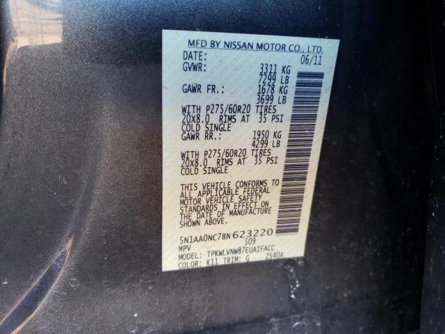 43975343 :رقم المزاد ، 5N1AA0NC7BN623220 vin ، 2011 Nissan Armada Sv مزاد بيع